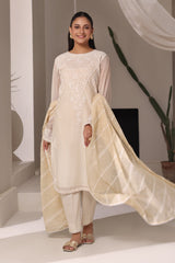 3PC Cotton Net Embroidered Suit