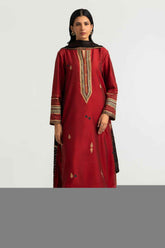 3PC Cotton Silk Embroidered Suit With Block Print