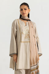 3PC Jacquard Embroidered Suit With Printed