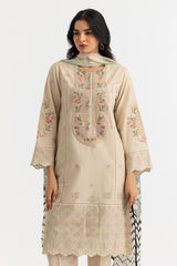 3PC Lawn Embroidered Suit With Printed Chiffon Dupatta
