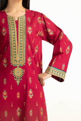 3PC Lawn Gold And Lacqer Printed Suit With Embroidered