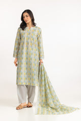 3PC Lawn Printed Suit With Embroidered