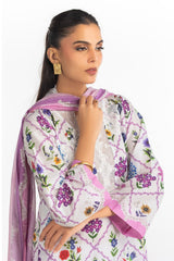3PC Lawn Printed Suit With Embroidered