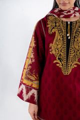 3PC Lawn Printed Suit With Embroidered