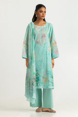 3PC Lawn Printed Suit With Embroidered