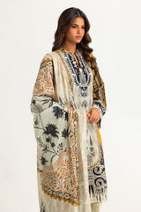 3PC Lawn Printed Suit With Embroidered