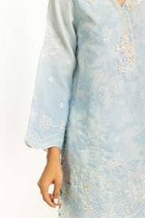 3PC Poly Slub Printed Suit With Embroidered