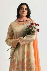 3PC Raw Slik Embroidered Suit