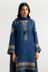 3PC Viscose Raw silk Embroidered Suit
