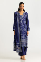 3PC Viscose Rawsilk Embroidered Suit