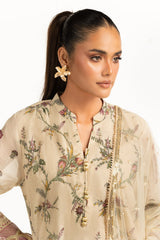 3PC Munar Slub Printed Suit With Embroidered