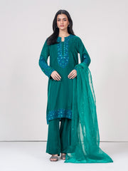 3 Piece Velvet Suit- Embroidered (Pret)
