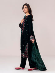 3 Piece Velvet Suit- Embroidered (Pret)