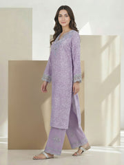 2 Piece Self Jacquard Suit- Embroidered (Pret)