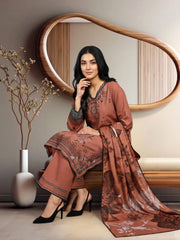 3 Piece Crepe Suit- Embroidered (Pret)