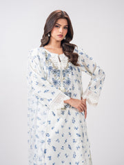 3 Piece Satin Suit- Embroidered (Pret)