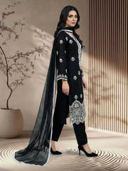 3 Piece Lawn Slub Suit- Embroidered (Pret)