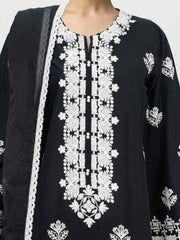 3 Piece Lawn Slub Suit- Embroidered (Pret)