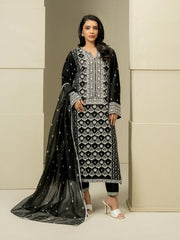3 Piece Satin Suit-Embroidered (Pret)