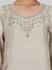 2 Piece Self Jacquard Suit- Embroidered (Pret)