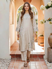 2 Piece Self Jacquard Suit- Embroidered (Pret)