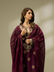 3 Piece Jacquard Suit-Embroidered (Pret)