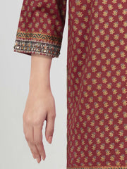 2 Piece Satin Suit- Embroidered (Pret)