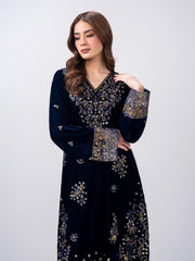 2 Piece Velvet Suit- Embroidered (Pret)