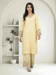 2 Piece Viscose Glitter Suit- Embroidered (Pret)