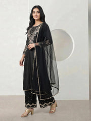 3 Piece Viscose Glitter Suit- Embroidered (Pret)