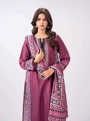 3 Piece Slub Khaddar Suit- Embroidered (Pret)