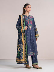 3 Piece Khaddar Suit- Embroidered (Pret)