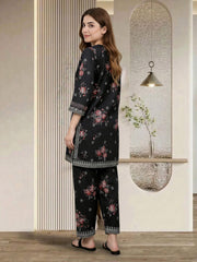2 Piece Satin Suit- Embroidered (Pret)