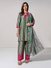 3 Piece Satin Suit- Embroidered (Pret)