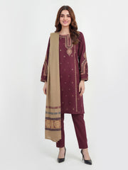 3-Piece Khaddar Suit-Embroidered (Pret)