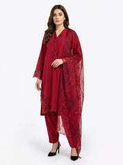 3 Piece Silk Suit- Embroidered (Pret)
