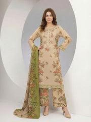 3 Piece Slub Khaddar Suit- Embroidered (Pret)