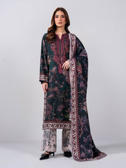 3 Piece Slub Khaddar Suit- Embroidered (Pret)