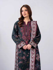 3 Piece Slub Khaddar Suit- Embroidered (Pret)