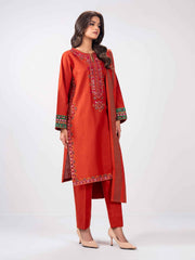 3 Piece Slub Khaddar Suit- Embroidered (Pret)