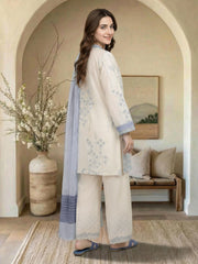 3 Piece Lawn Slub Suit- Embroidered (Pret)