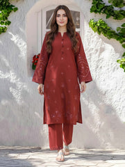 2 Piece Lawn Slub Suit- Embroidered (Pret)