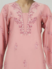 2 Piece Satin Suit- Embroidered (Pret)