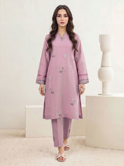 2 Piece Lawn Slub Suit- Embroidered (Pret)