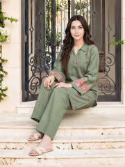 2 Piece Dobby Suit- Embroidered (Pret)