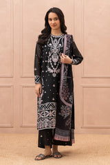 3 PIECE EMBROIDERED PAPER COTTON SUIT (LUXURY PRET)