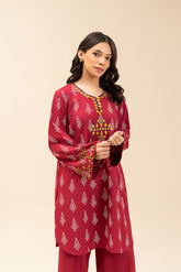 2 PIECE EMBROIDERED SLUB SUIT (PRET)