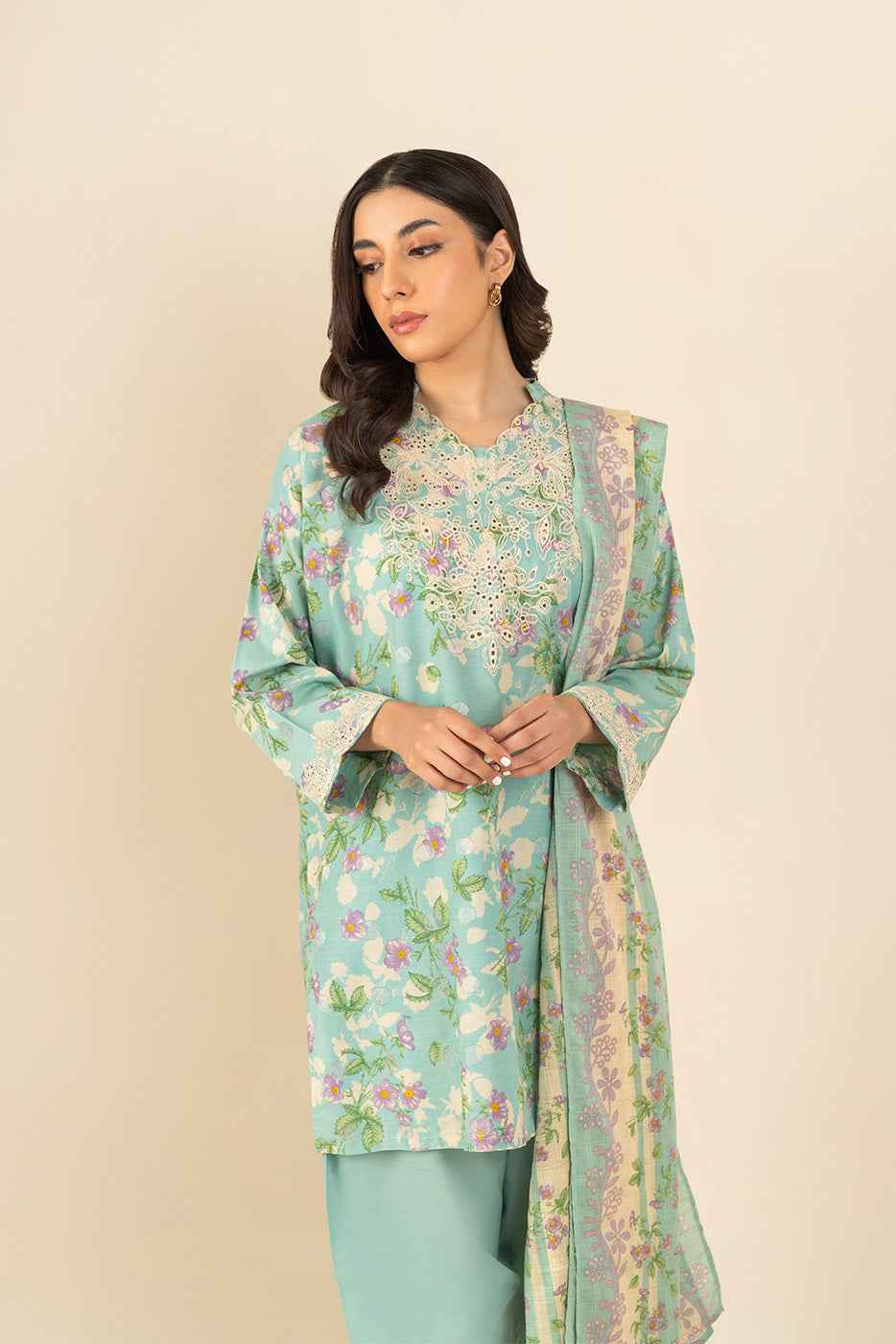 3 PIECE EMBROIDERED LAWN SUIT (PRET)