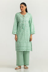 Cambric Embroidered Co-Ord Set With Block Printed