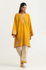 Cambric Embroidered Shirt And Block Printed Trouser